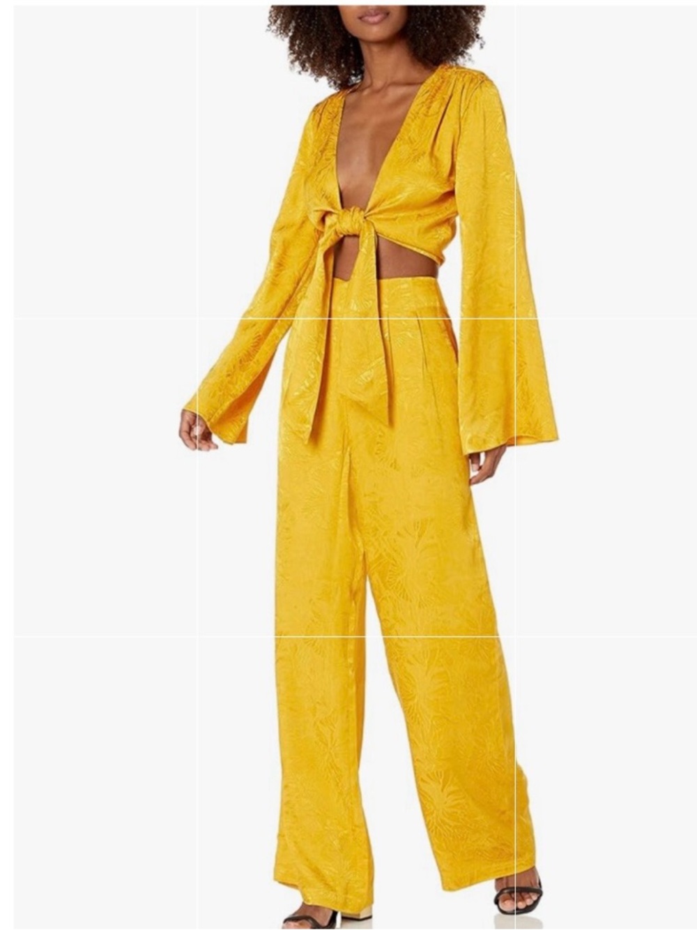 House of Harlow 1960 Revolve Rare 2 Piece Gold Selena Top & Wide Leg Pants XS